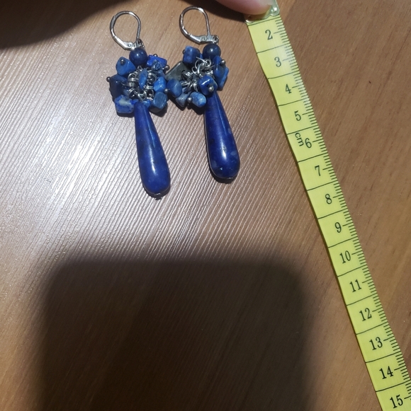Lapis Lazuli Gemstone Dangle Earrings - Picture 4 of 4